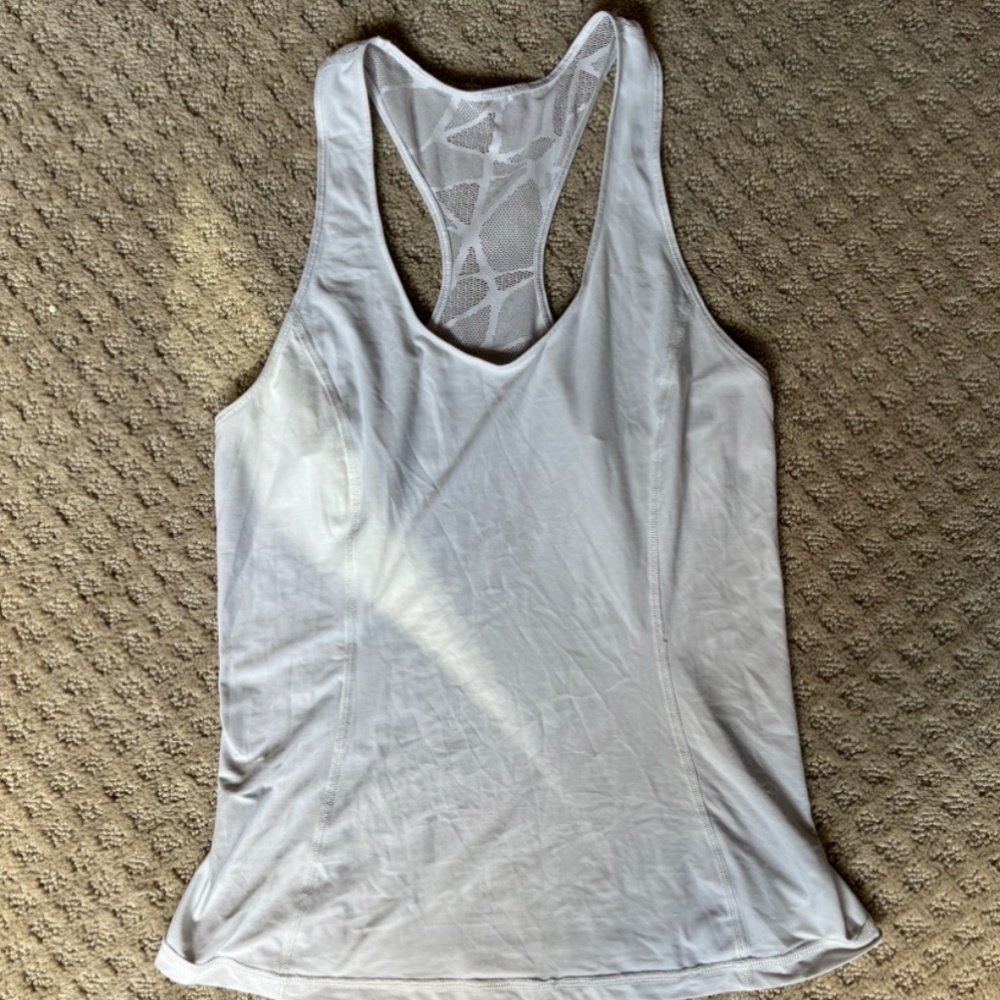 Lululemon White Mesh Back Tank Top